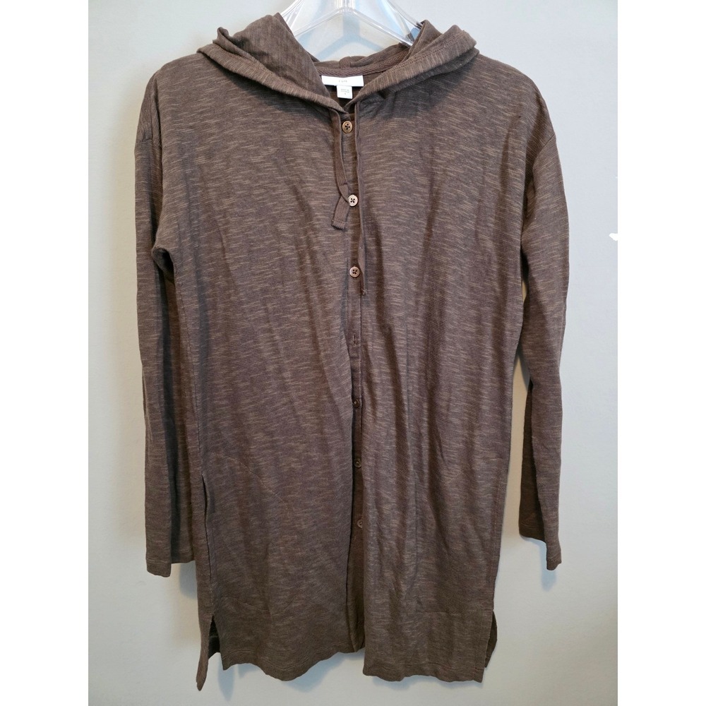 J. Jill Tunic Womens S Brown Linen Blend Hooded Natural Fibers Boho Lightweight‎